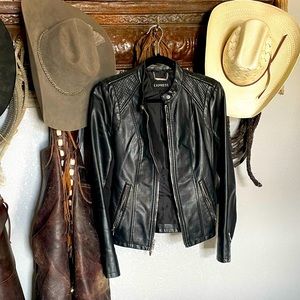 Express black leather jacket, rarely worn, size medium!! Like new condition